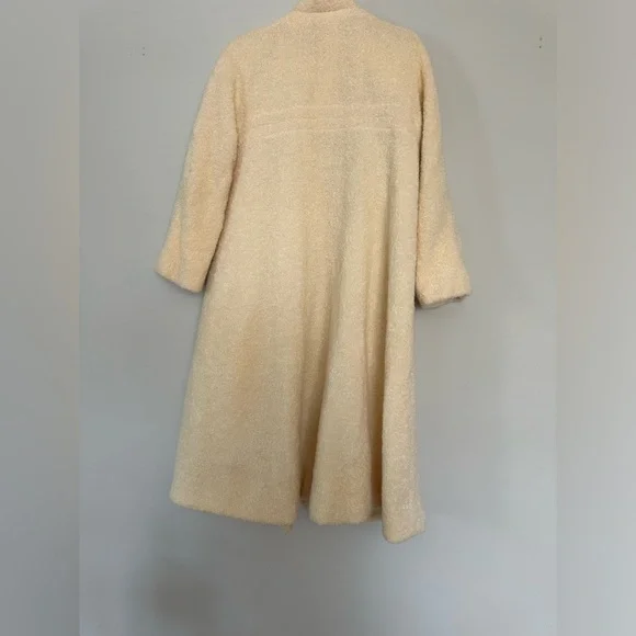 Pauline Trigere 1980's Vintage Beige Mohair Long Coat